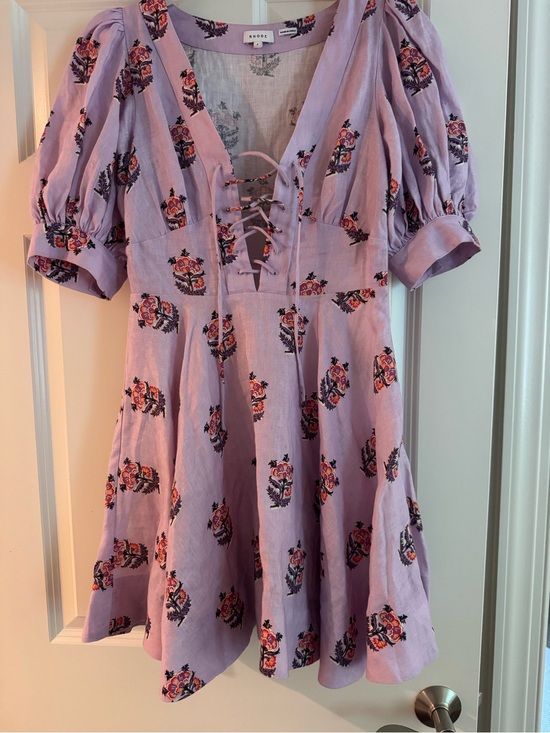 RHODE Dresses & Skirts - RHODE Lilac Floral Lace-Up Mini Dress